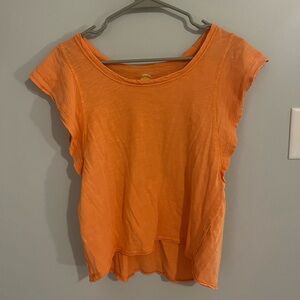 Anthropologie Orange Women's Top With Ruffle Sleeves